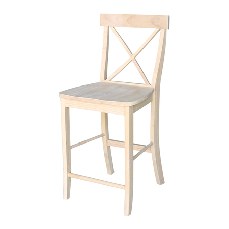 INTERNATIONAL CONCEPTS X-Back Stool, 24" Seat Height, Unfinished S-6132